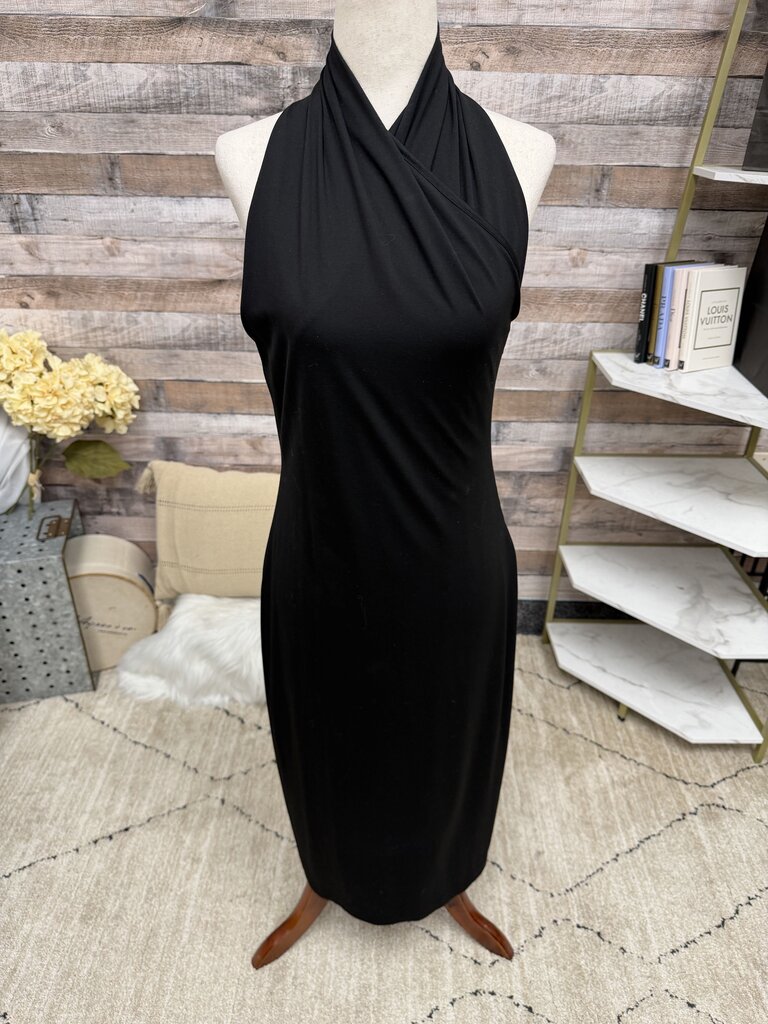Banana Republic black sleeveless maxi dress with draped cowl neck