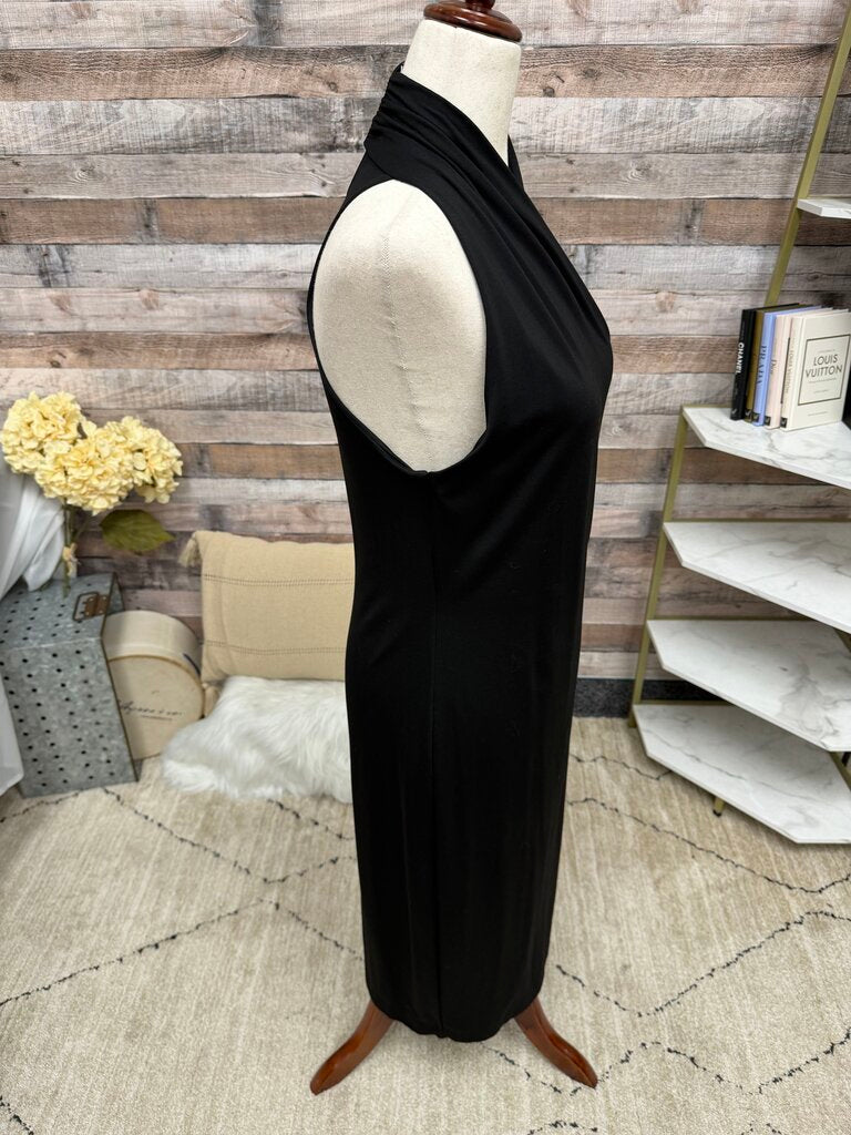 Banana Republic black sleeveless maxi dress with draped cowl neck