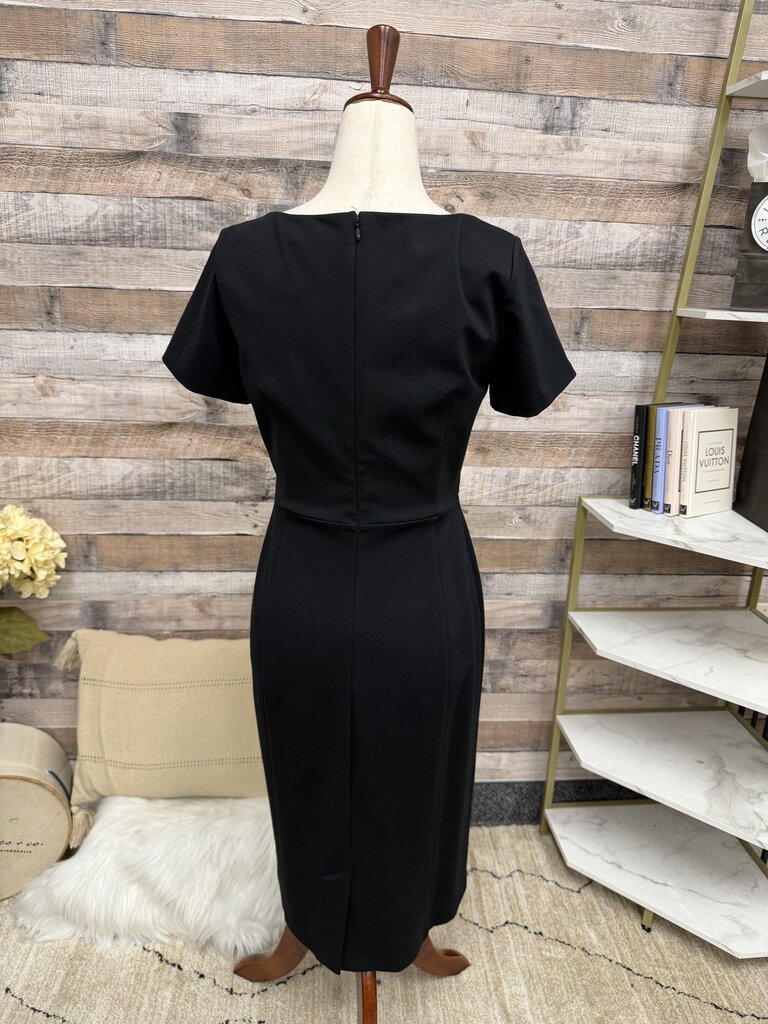 Ann Taylor black square neck filled dress with short sleeves