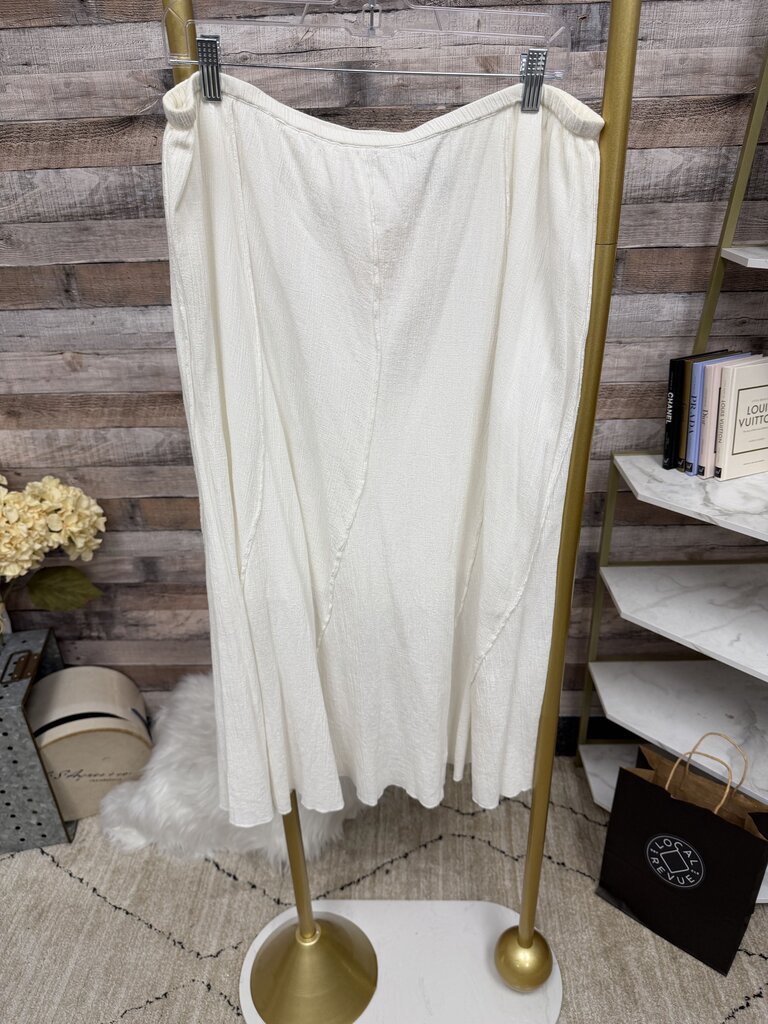 Notations white crinkle maxi skirt