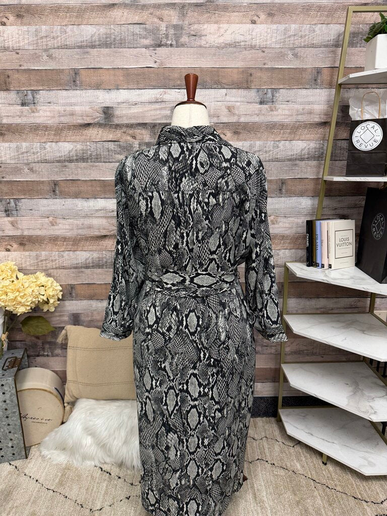 New York and Co. snakeskin print button up dress with belt