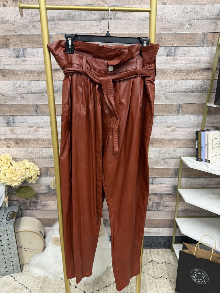 Who What Wear burnt orange faux leather pants with belt
