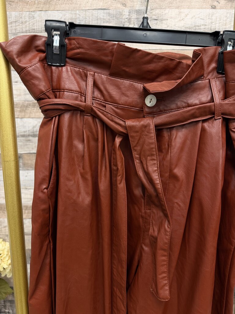 Who What Wear burnt orange faux leather pants with belt