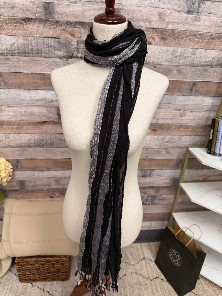 Pashmina black/grey striped scarf Pashmina Black/grey OS women ACCESSORIES
