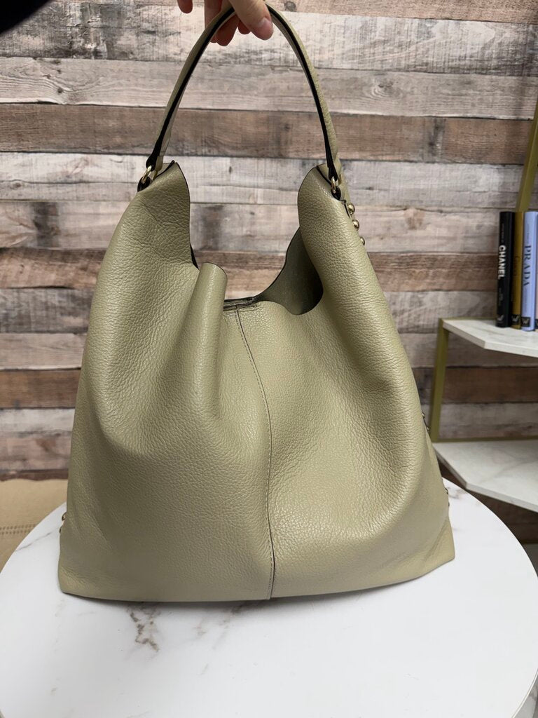 Rebecca Minkoff clay with gold buttons pebbled leather hobo bag