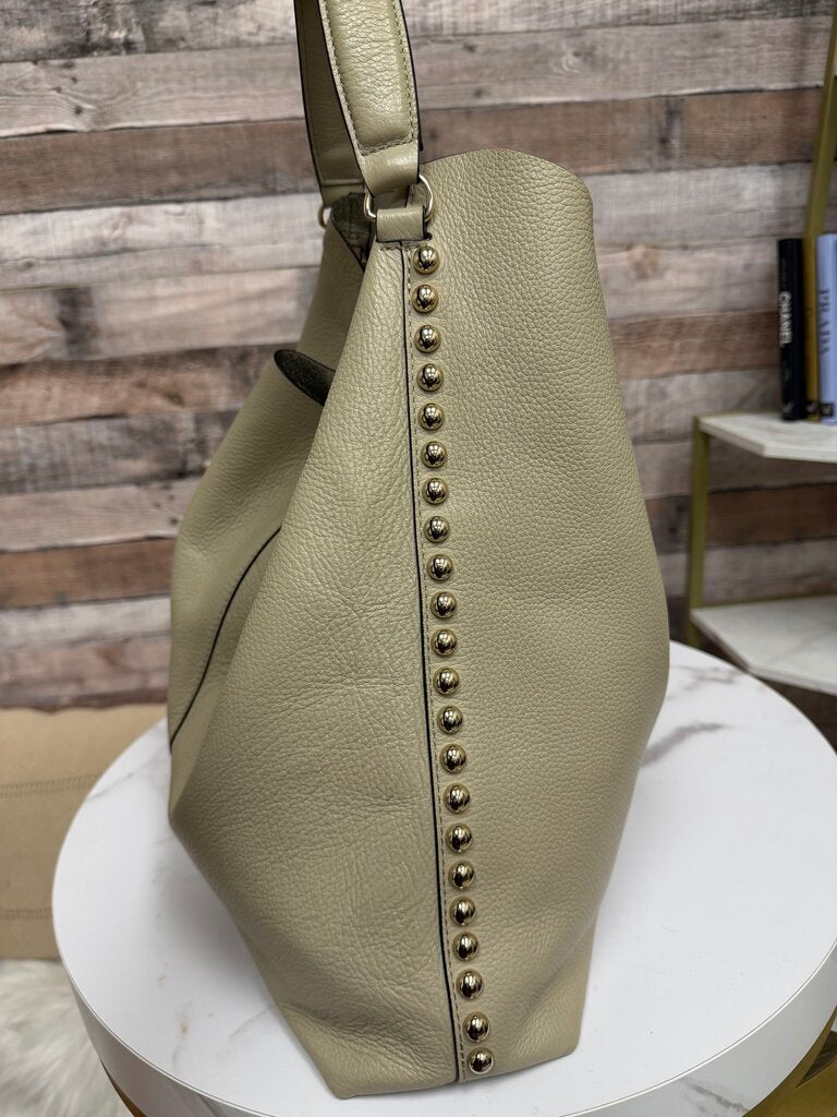 Rebecca Minkoff clay with gold buttons pebbled leather hobo bag