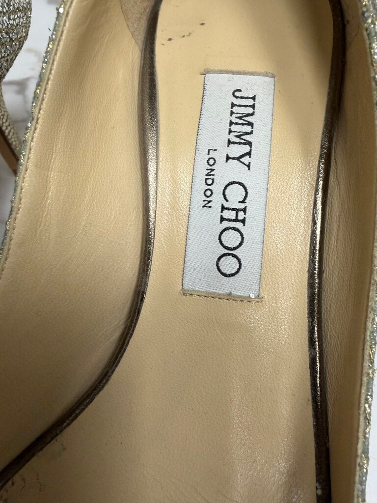 Jimmy Choo glitter peep toe pump with kitten heeloe