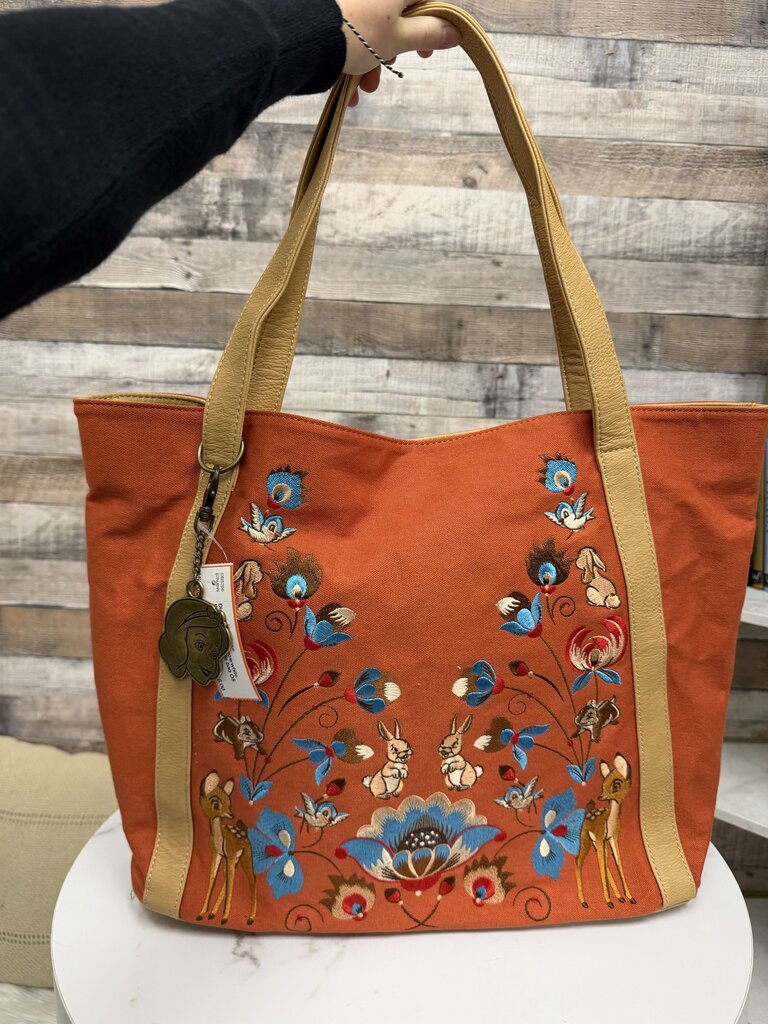 Disney orange Snowwhite themed canvas tote bag