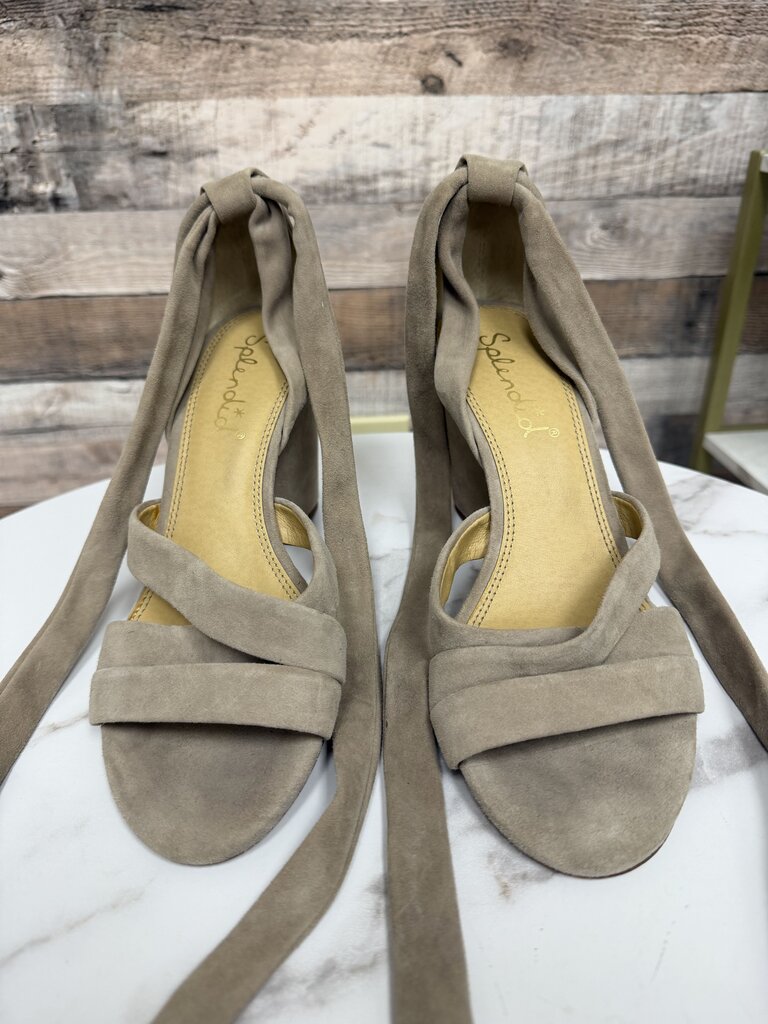 Splendid taupe suede block heel strappy sandal