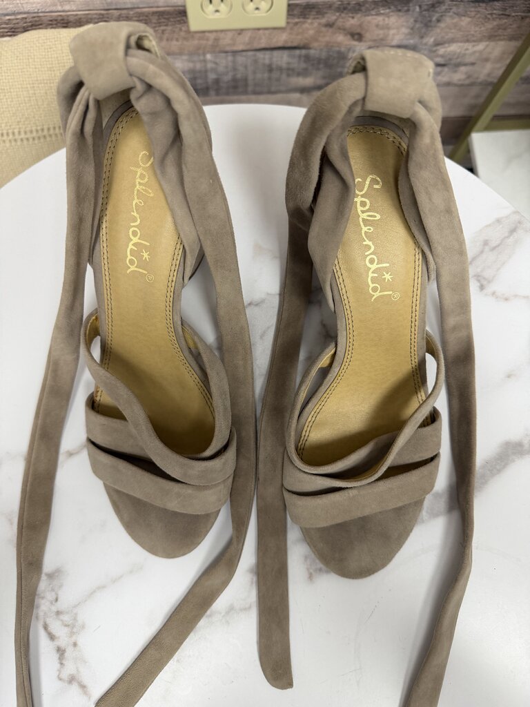 Splendid taupe suede block heel strappy sandal
