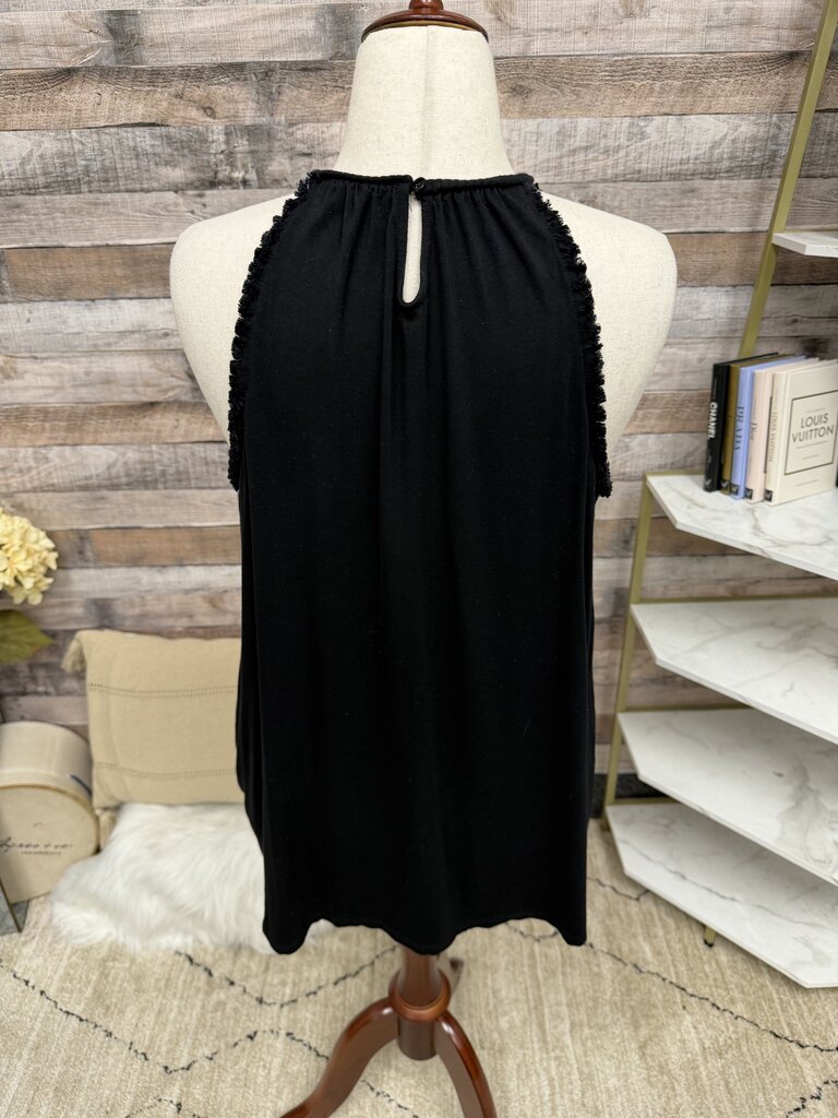 A:glow black tanktop with Fringe detail