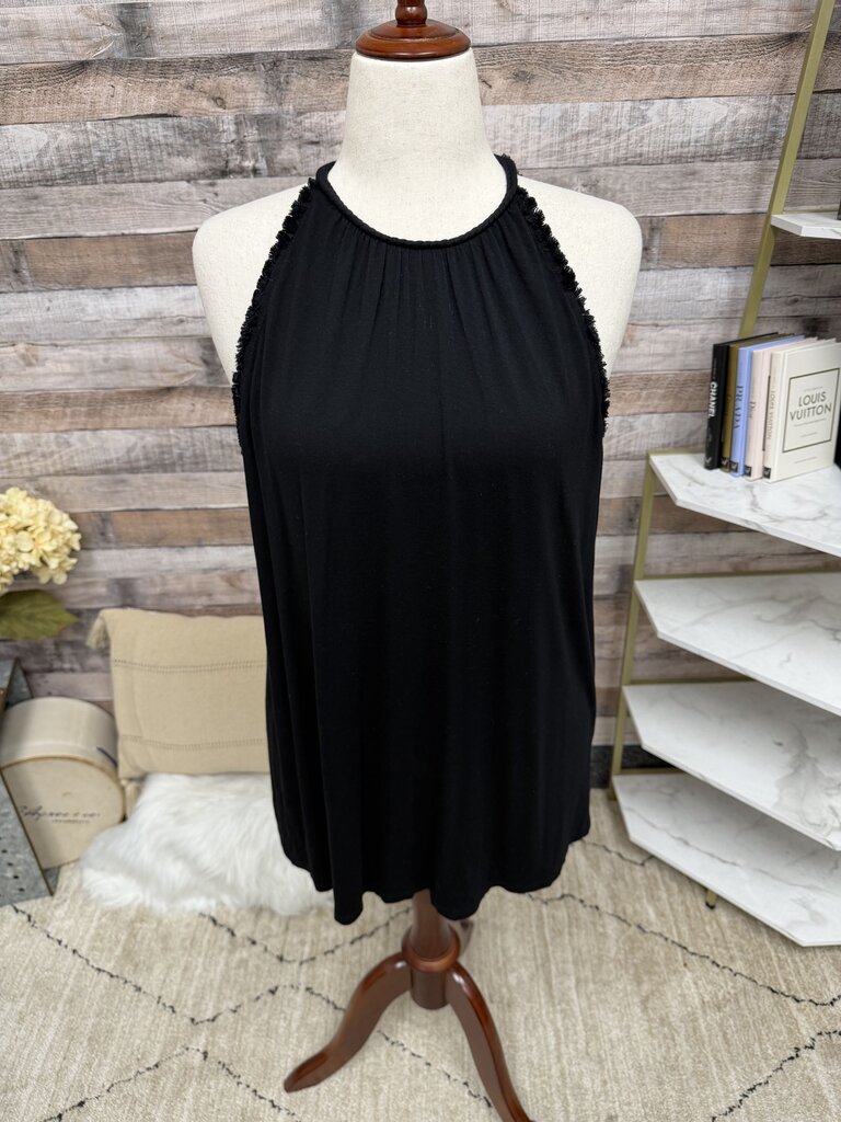 A:glow black tanktop with Fringe detail