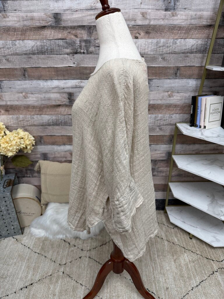 Soft Surroundings taupe linen blend tunic top