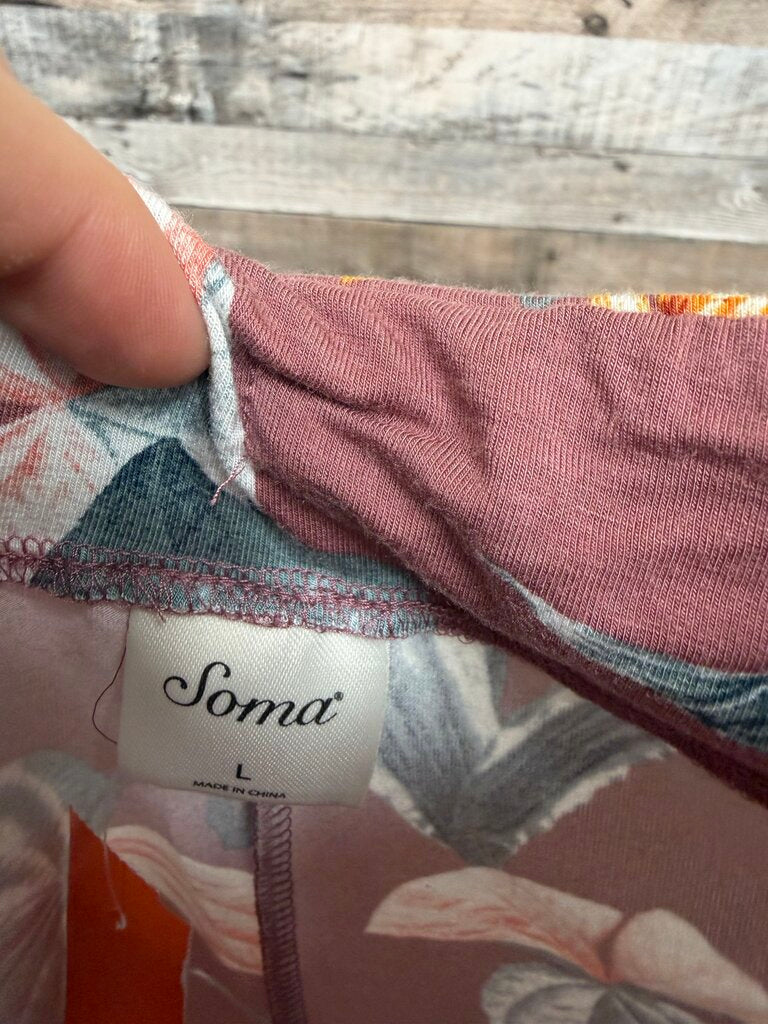 Soma Dusty Pink Botanical Print Sleep/Lounge Pants