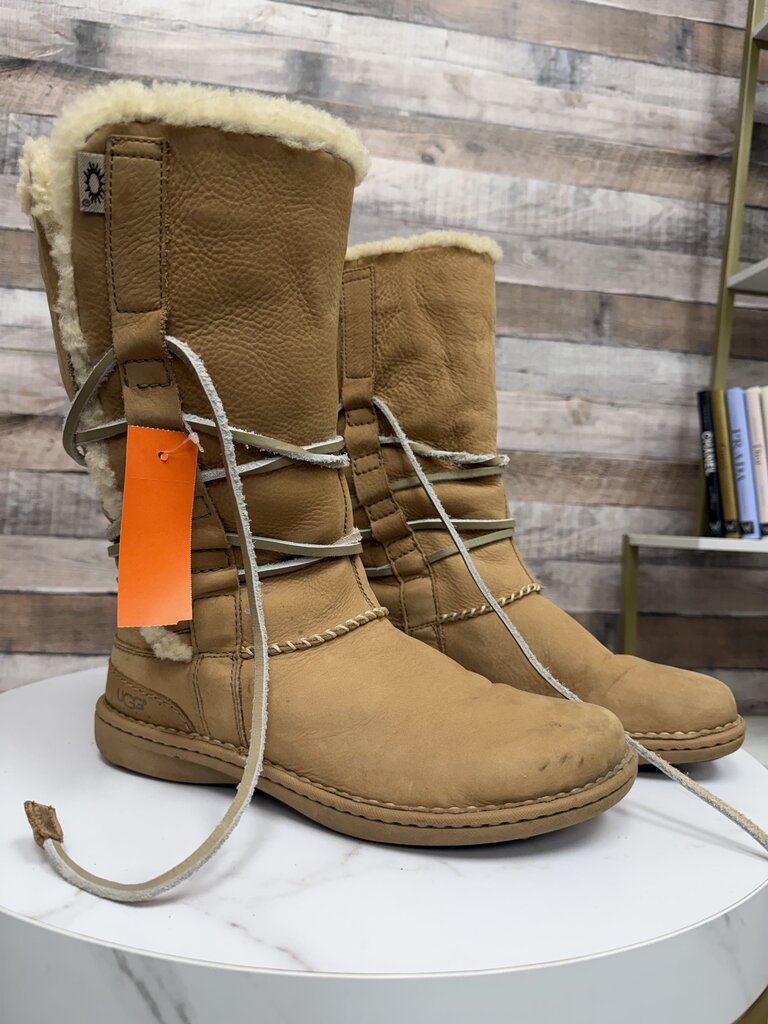 UGG Tan Catalina Tall Lace-Up Boots UGG tan 10 women BOOTS