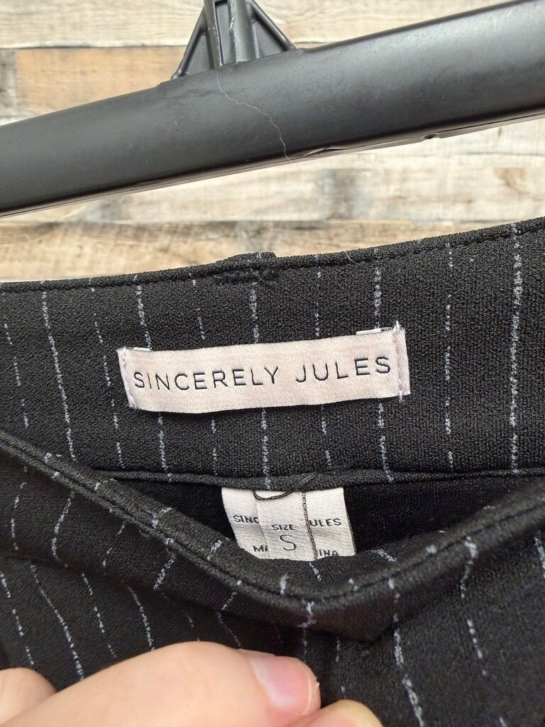 Sincerely Jules Black W/ White Pinstripe Pleated Mini Skirt