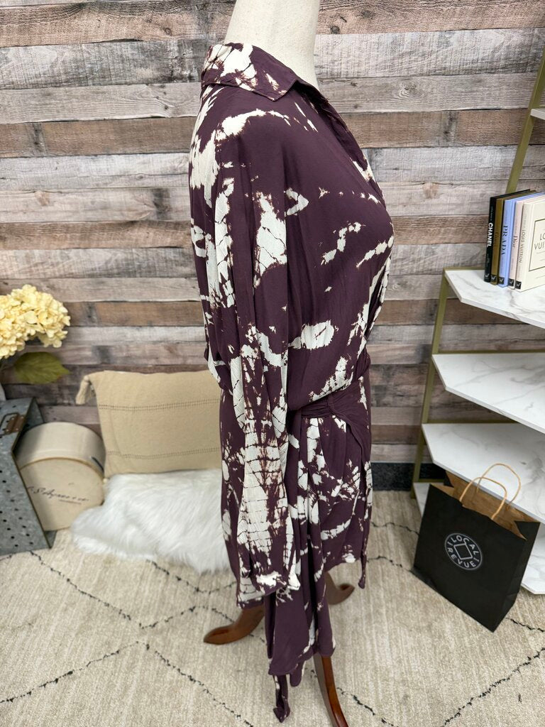 Young Fabulous & Broke Wine Tie Dye Wrap Mini Dress