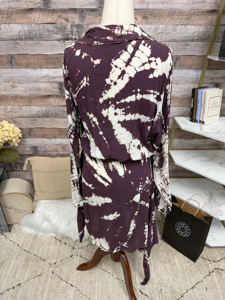 Young Fabulous & Broke Wine Tie Dye Wrap Mini Dress