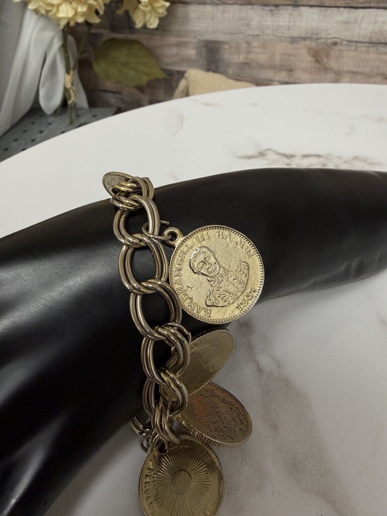 Vintage Gold Toned Coin Bracelet