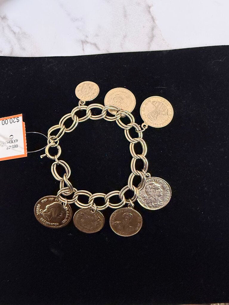 Vintage Gold Toned Coin Bracelet
