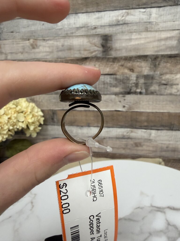 Vintage Turquoise Stone with Copper Adjustable Band