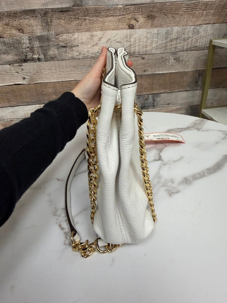 Michael Kors White Leather Stachel w/Jet Set Gold Chain