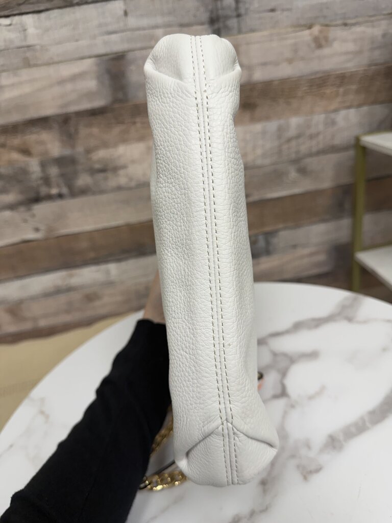 Michael Kors White Leather Stachel w/Jet Set Gold Chain