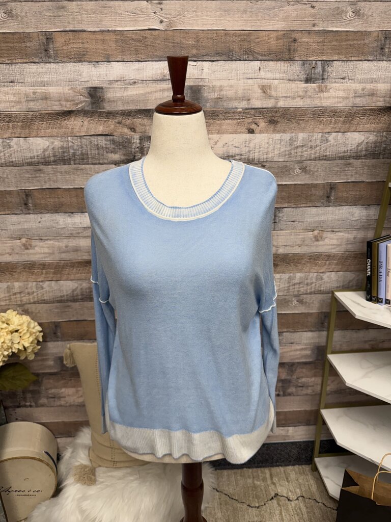 Mersea Baby Blue Long Sleeve Crewneck W/ Contrast Trim