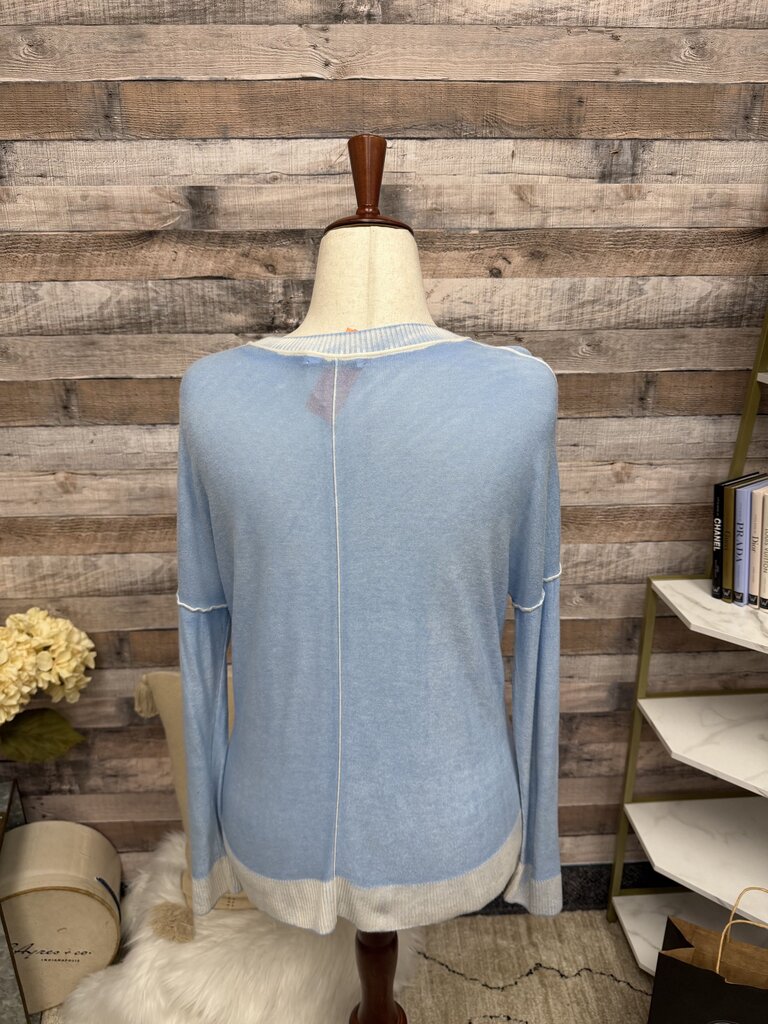 Mersea Baby Blue Long Sleeve Crewneck W/ Contrast Trim
