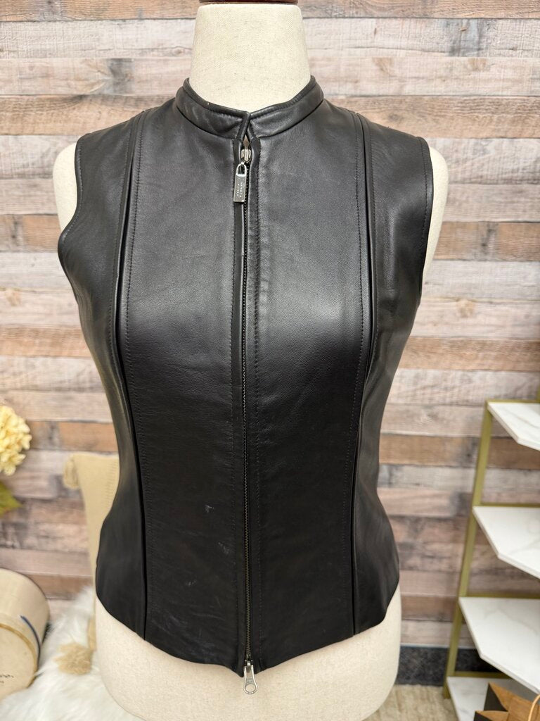 Siena Studio Black Zip Up Leather Vest