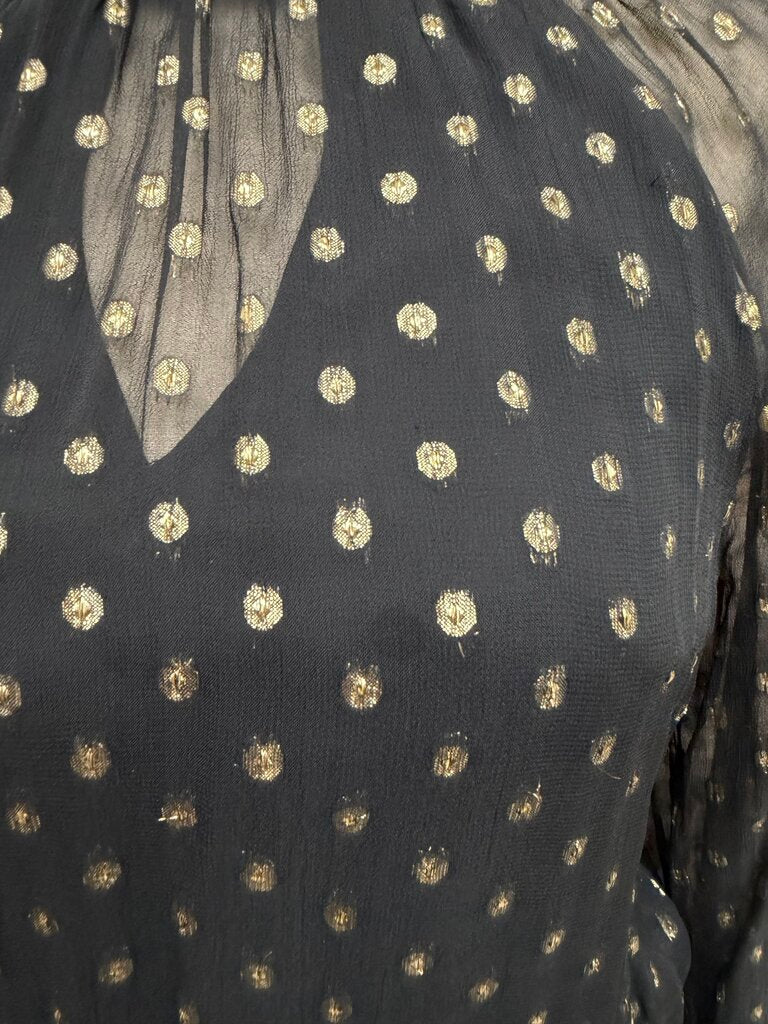 Velvet Black W/ Gold Sparkle Dot Long Sleeve Dress