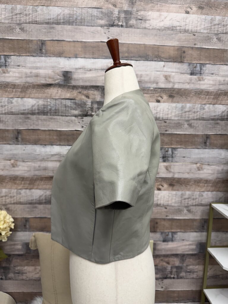 Lamarque Clay Leather Open Front Cropped Jacket