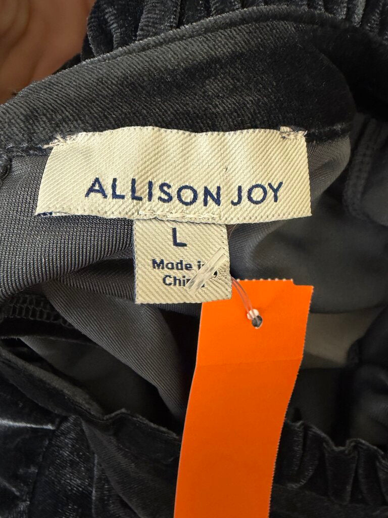 Allison Joy Gray Velvet Ruffle Sleeve Top
