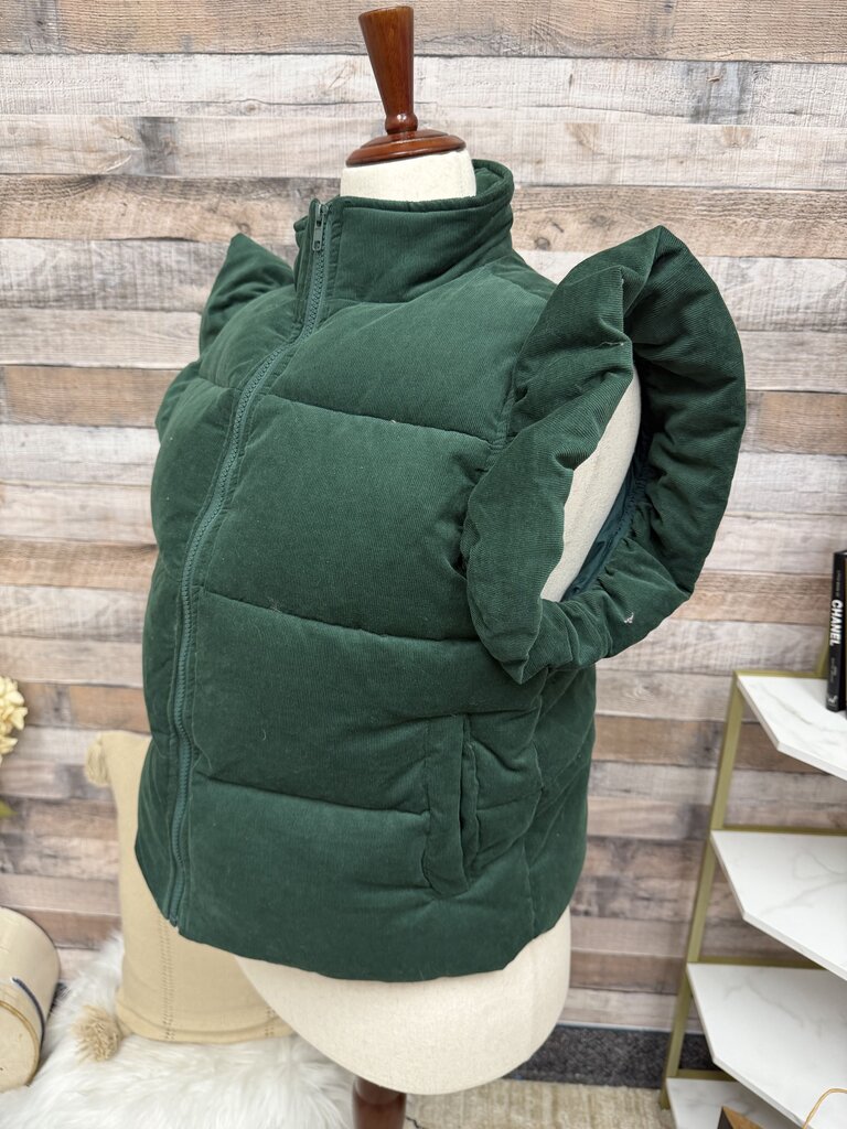 Jodifl Hunter Green Vest W/ Ruffle Detail
