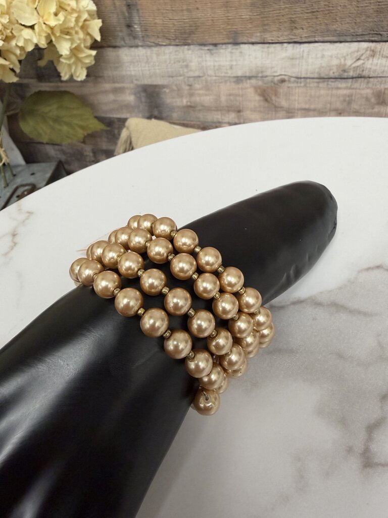 5 Strand Wrapped Champagne Pearl Bracelet