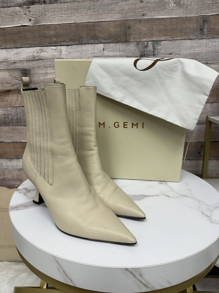 M.Gemi Cream Leather Ankle Boot w/ Woven Detail M. Gemini Cream 39 women BOOTS