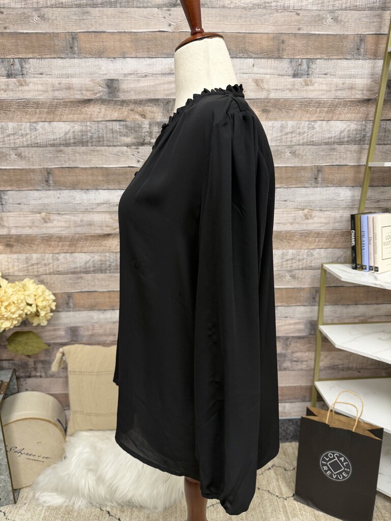 Ann Taylor Black Silk Long Sleeve Button Up Shirt