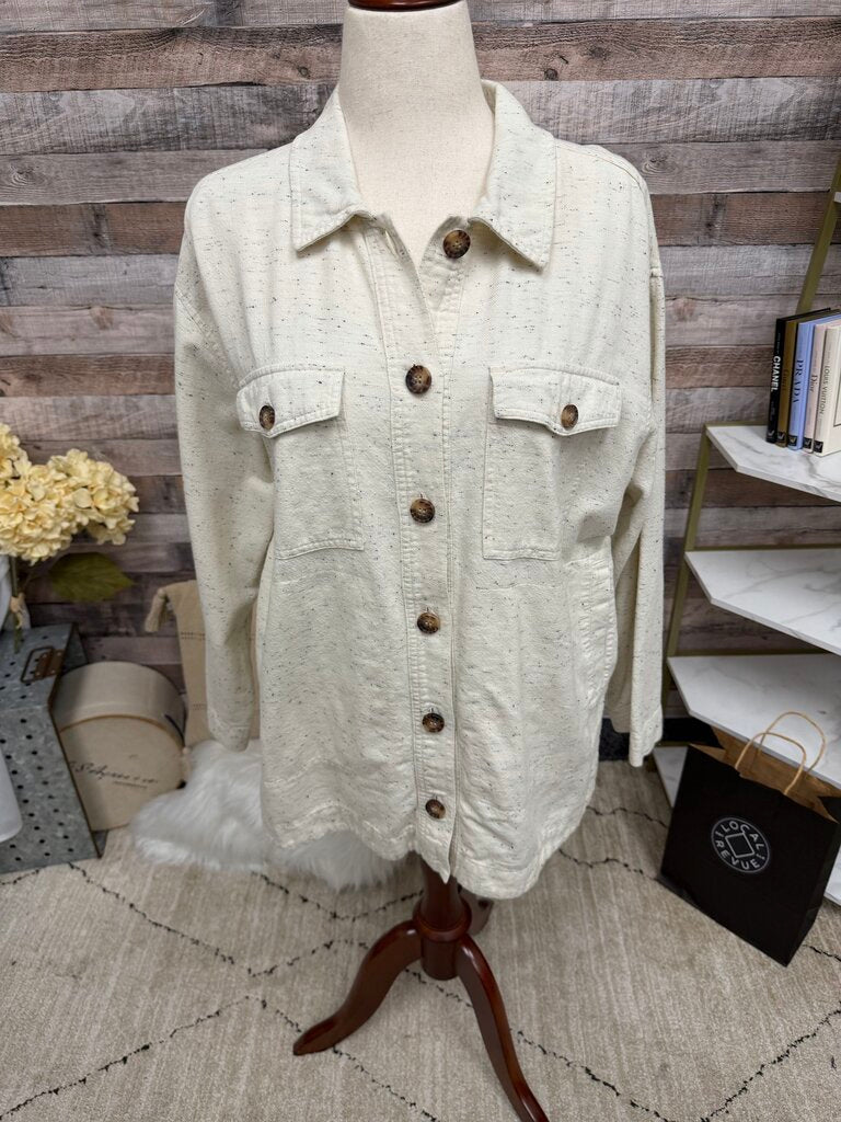 Madewell Cream Shirt Jacket w/ Black Specks