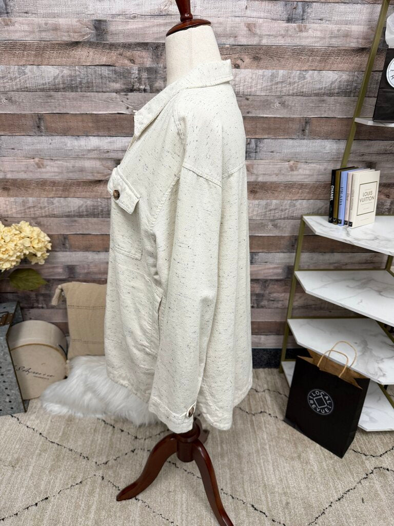 Madewell Cream Shirt Jacket w/ Black Specks