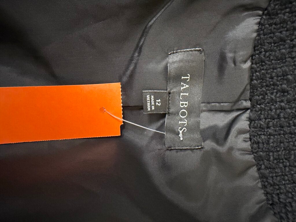 Talbot's Black Tweed Amherst Fringe Jacket