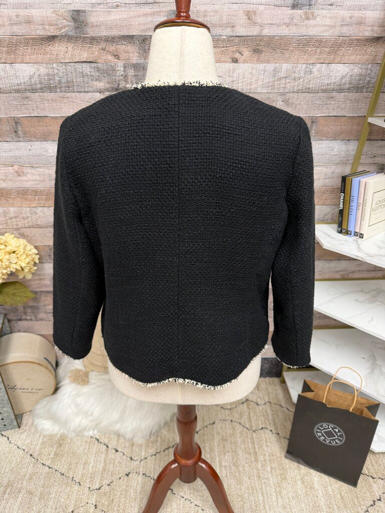 Talbot's Black Tweed Amherst Fringe Jacket