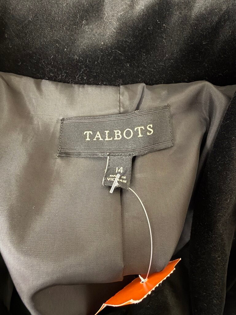Talbot's Black Velvet Button Up Coat w/ Collar