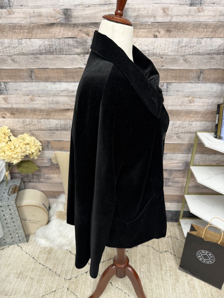 Talbot's Black Velvet Button Up Coat w/ Collar