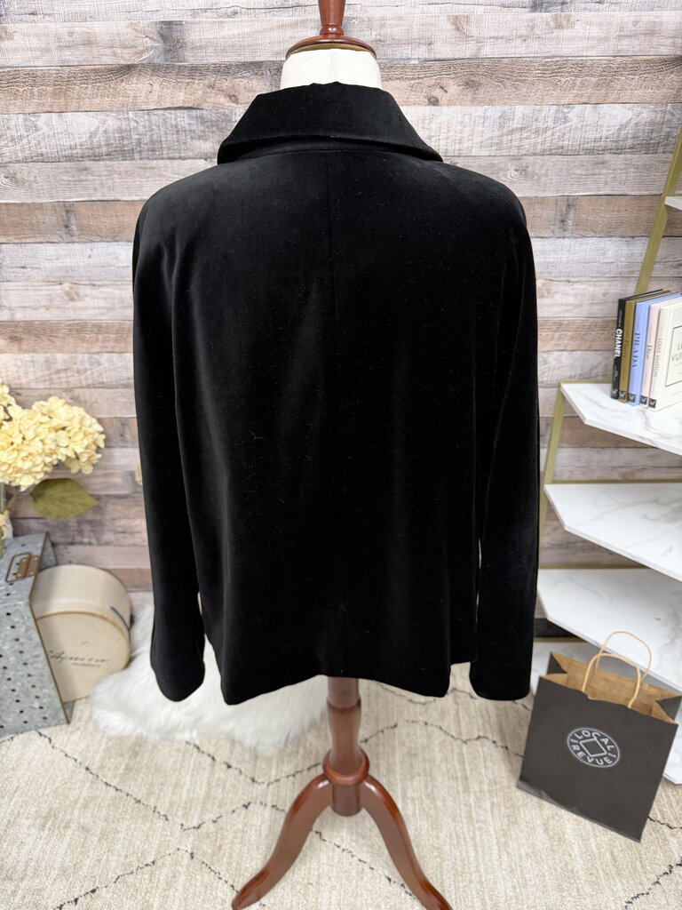 Talbot's Black Velvet Button Up Coat w/ Collar