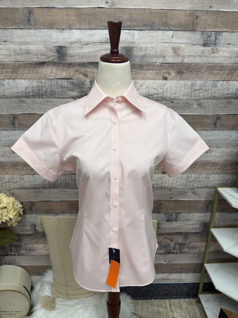 Brooks Brothers Pink Fitted Short Sleeve Button Down
