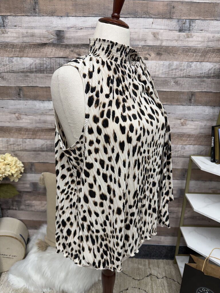 Chico's Animal Print Mock Neck Sleeveless Top