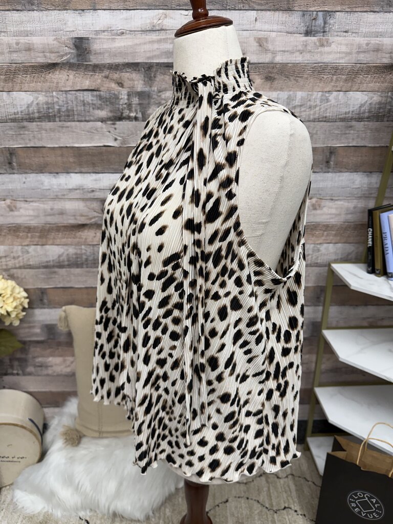 Chico's Animal Print Mock Neck Sleeveless Top