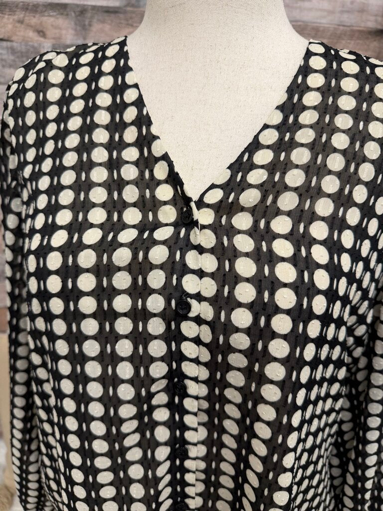 Chico's Polka Dot Tie Neck Blouse NWT