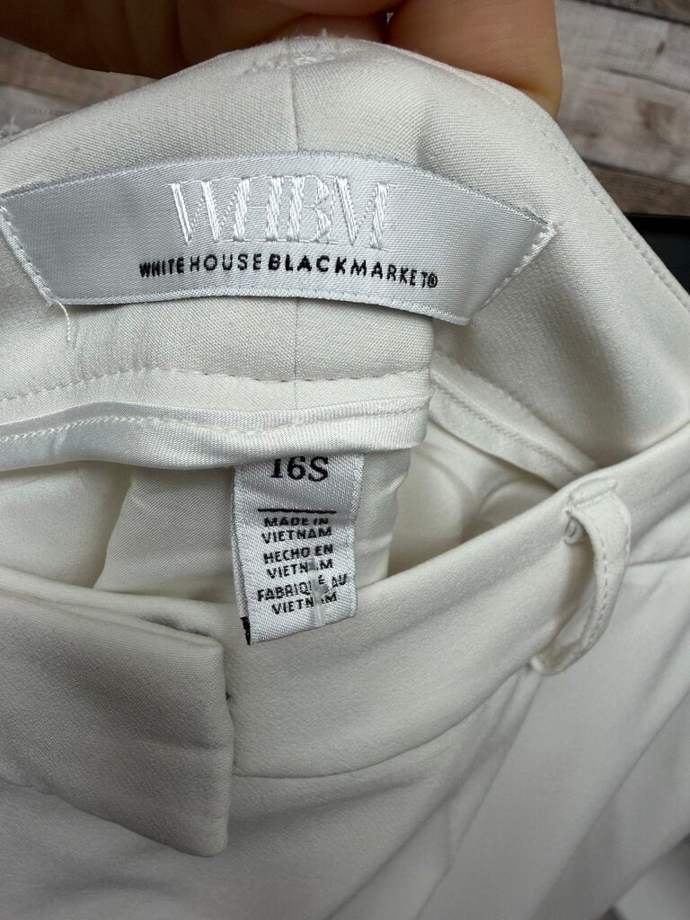 White House Black Market White Wide Leg Pant Flat Front