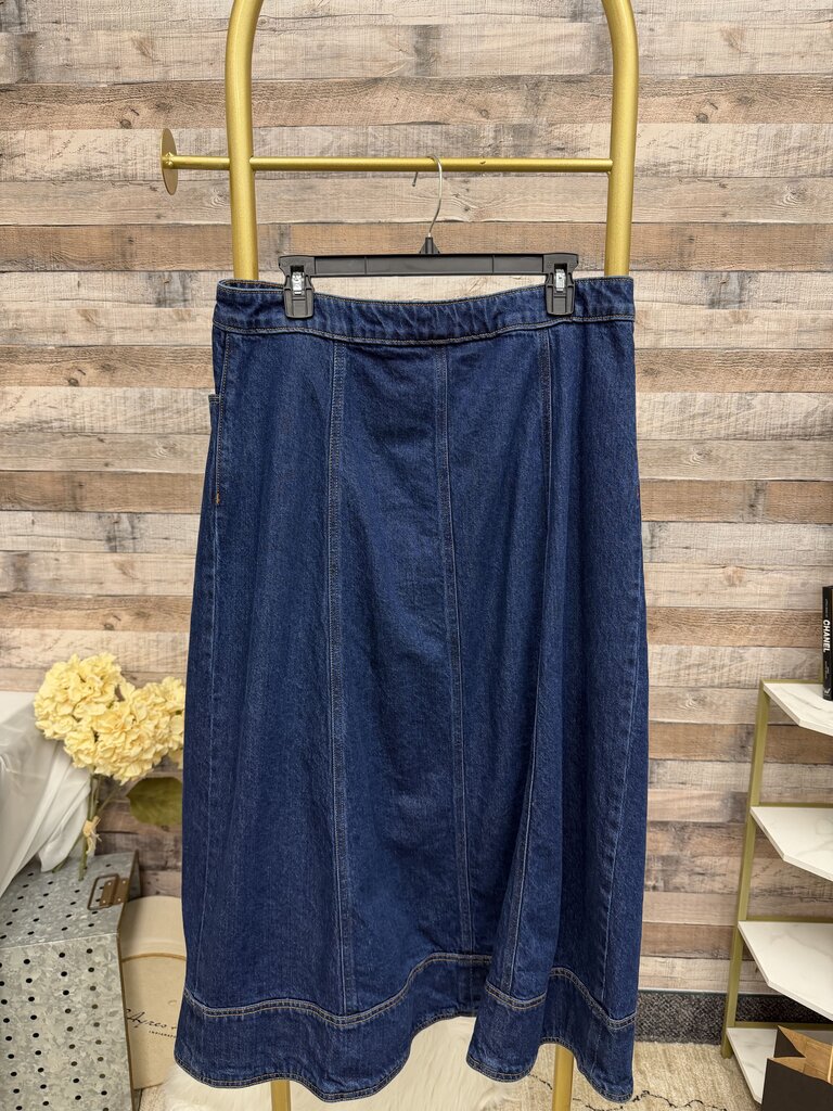Ann Taylor Blue Jean A Line Long Skirt W/ Buttons